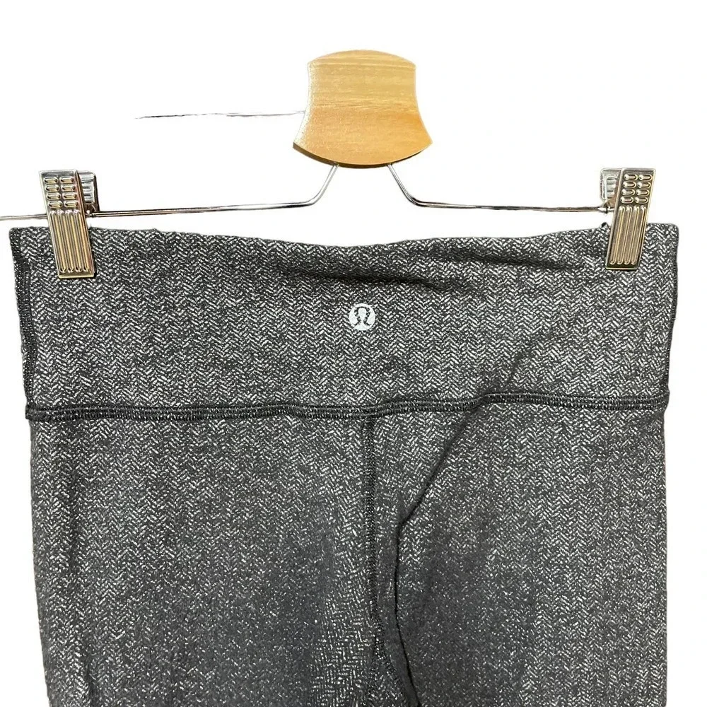 Lululemon Wunder Under Crop‎ Herringbone Black / Black Size 4